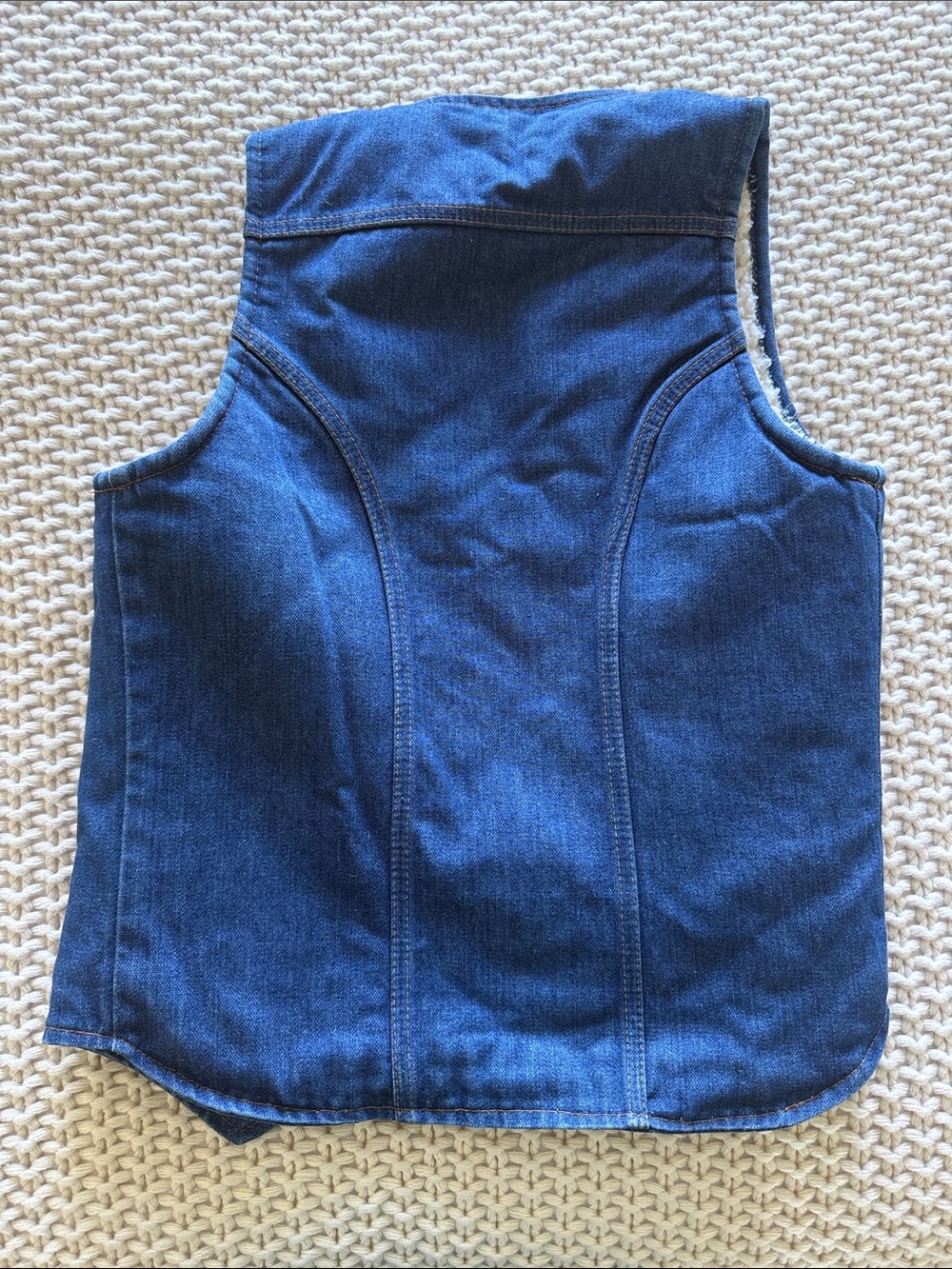 Late 70s Vintage Wrangler Blue no fault Denim Sherpa lined Vest - Picture 4 of 6